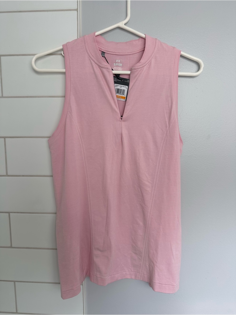 Under Armour Light Pink Sleeveless Zip-Notch Athletic Tank - Picture 1 of 3
